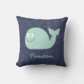かわいいクジラパーソナライズされたベビーの名前枕 クッション (正面)