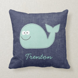 かわいいクジラパーソナライズされたベビーの名前枕 クッション