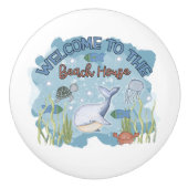 かわいいクジラビーチハウスウェルカム セラミックノブ (正面)