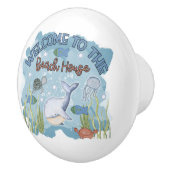 かわいいクジラビーチハウスウェルカム セラミックノブ (右)