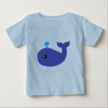 かわいいクジラ乳児Tシャツ ベビーTシャツ<br><div class="desc">この可愛い青いよくはしゃぐクジラデザインはかわいいアートポップ・アートのアニメのクジラ噴水を特徴とする!クジラ好き、子供、大人の贈り物として完璧!</div>
