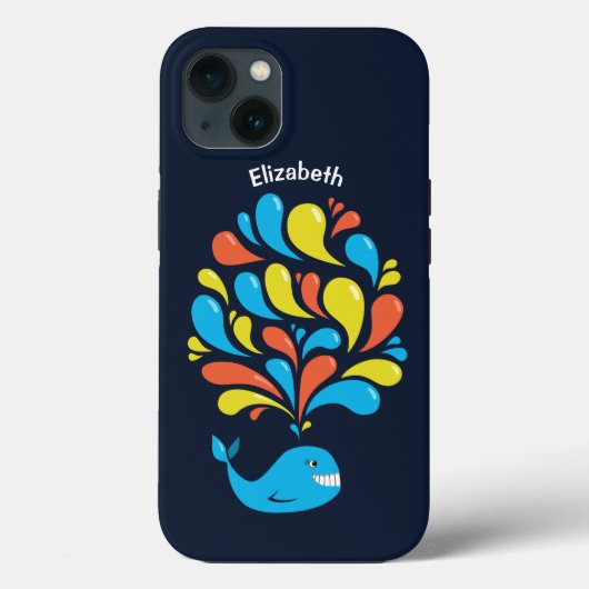 かわいいクジラ名まんがカラフル魚 Case-Mate iPhoneケース (裏面)