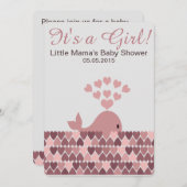 かわいいクジラ女の子だ!赤ちゃんシャワー 招待状 (正面/裏面)