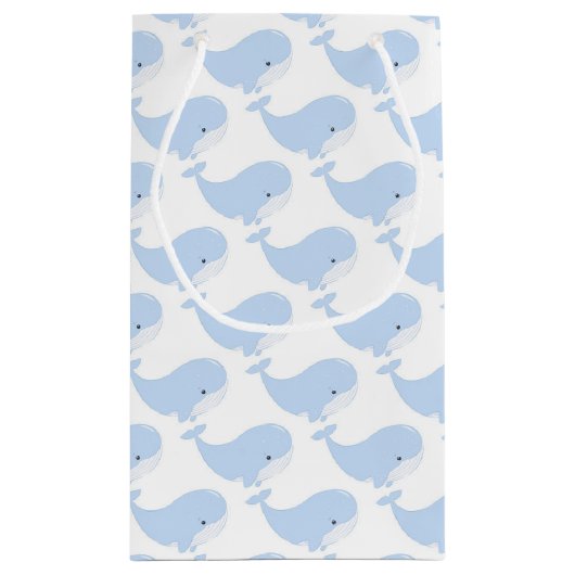 かわいいクジラ愛好家のタイル模様 スモールペーパーバッグ (裏面)