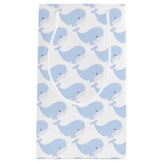 かわいいクジラ愛好家のタイル模様 スモールペーパーバッグ (正面)