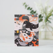 かわいいクジラ柄のモダンな海洋壁アート ポストカード (スタンド正面)