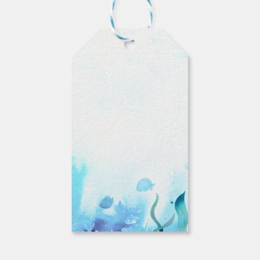 かわいいクジラ海の下に色の男の子の赤ちゃんシャワー ギフトタグ (裏面)