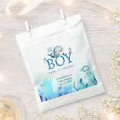 かわいいクジラ海の下に色の男の子の赤ちゃんシャワー フェイバーバッグ (クリップ留めされた状態)