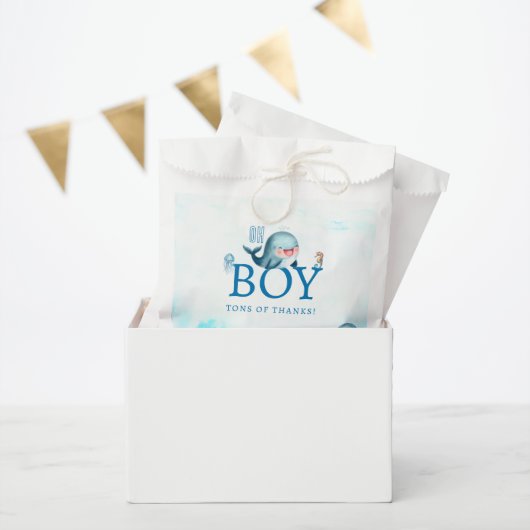 かわいいクジラ海の下に色の男の子の赤ちゃんシャワー フェイバーバッグ (パーティー)