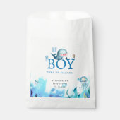 かわいいクジラ海の下に色の男の子の赤ちゃんシャワー フェイバーバッグ (正面)