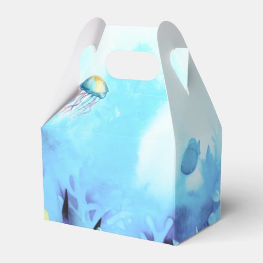 かわいいクジラ海の下に色の男の子の赤ちゃんシャワー フェイバーボックス (裏面サイド)