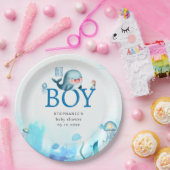 かわいいクジラ海の下に色の男の子の赤ちゃんシャワー ペーパープレート (パーティー)