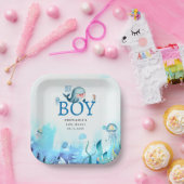 かわいいクジラ海の下に色の男の子の赤ちゃんシャワー ペーパープレート (パーティー)