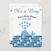 かわいいクジラ男の子だ！ベビーシャワー 招待状 (正面/裏面)