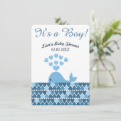 かわいいクジラ男の子だ!ベビーシャワー 招待状 (スタンド正面)