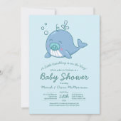 かわいいクジラ赤ちゃんシャワーかわいい招待状ボーイブルー 招待状 (正面)