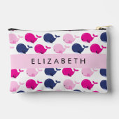 かわいいクジラ、クジラの模様、あなたの名前 アクセサリーポーチ (裏面)