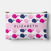 かわいいクジラ、クジラの模様、あなたの名前 アクセサリーポーチ (正面)