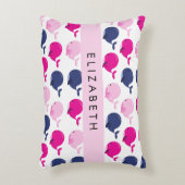 かわいいクジラ、クジラの模様、あなたの名前 アクセントクッション (正面(垂直))