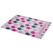 かわいいクジラ、クジラの模様、あなたの名前 カッティングボード (角)