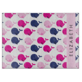 かわいいクジラ、クジラの模様、あなたの名前 カッティングボード (正面)