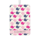 かわいいクジラ、クジラの模様、あなたの名前 カーエアーフレッシュナー (裏面)