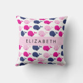 かわいいクジラ、クジラの模様、あなたの名前 クッション (裏面)