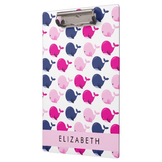 かわいいクジラ、クジラの模様、あなたの名前 クリップボード (左)