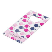 かわいいクジラ、クジラの模様、あなたの名前 クレジットカード栓抜き (裏面アングル)