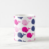 かわいいクジラ、クジラの模様、あなたの名前 コーヒーマグカップ (中央)