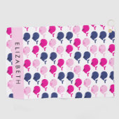 かわいいクジラ、クジラの模様、あなたの名前 ゴルフタオル (横)