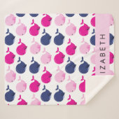 かわいいクジラ、クジラの模様、あなたの名前 シェルパブランケット (正面(横))