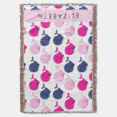 かわいいクジラ、クジラの模様、あなたの名前 スローブランケット (正面縦)