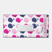 かわいいクジラ、クジラの模様、あなたの名前 デスクマット (キーボード&マウス)