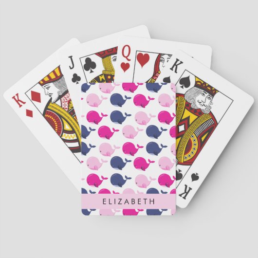 かわいいクジラ、クジラの模様、あなたの名前 トランプ (裏面)