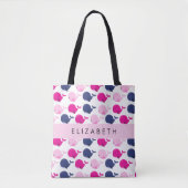 かわいいクジラ、クジラの模様、あなたの名前 トートバッグ (正面)