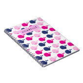 かわいいクジラ、クジラの模様、あなたの名前 ノートブック (右側)