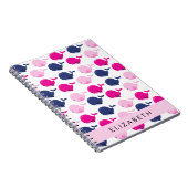 かわいいクジラ、クジラの模様、あなたの名前 ノートブック (右側)