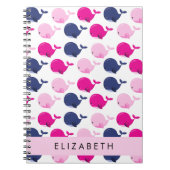 かわいいクジラ、クジラの模様、あなたの名前 ノートブック (正面)