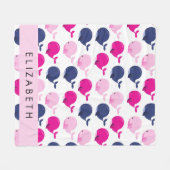 かわいいクジラ、クジラの模様、あなたの名前 フリースブランケット (正面(横))