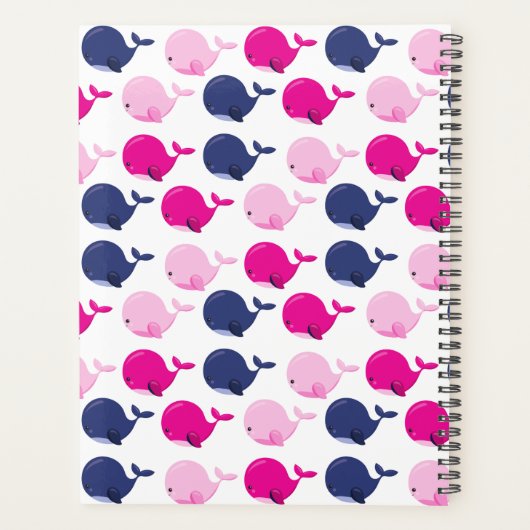 かわいいクジラ、クジラの模様、あなたの名前 プランナー手帳 (裏面)