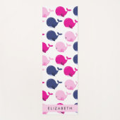 かわいいクジラ、クジラの模様、あなたの名前 ヨガマット (正面)