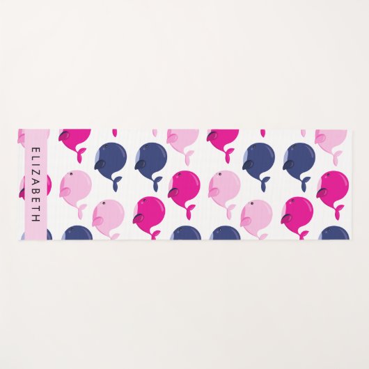 かわいいクジラ、クジラの模様、あなたの名前 ヨガマット (正面(横))