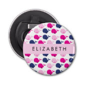 かわいいクジラ、クジラの模様、あなたの名前 栓抜き (正面)