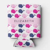 かわいいクジラ、クジラの模様、あなたの名前 缶クーラー (裏面)