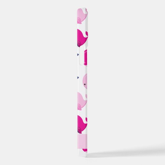 かわいいクジラ、クジラの模様、あなたの名前 iPhoneケース (右側面)