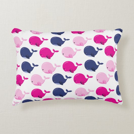 かわいいクジラ、クジラの模様、海獣 アクセントクッション (正面)