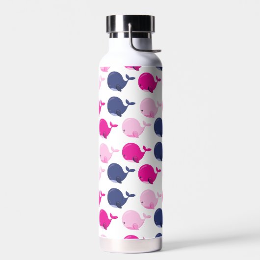 かわいいクジラ、クジラの模様、海獣 ウォーターボトル (左面)