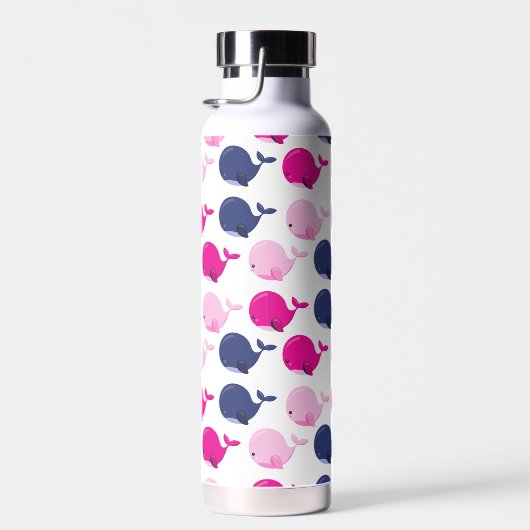 かわいいクジラ、クジラの模様、海獣 ウォーターボトル (右面)