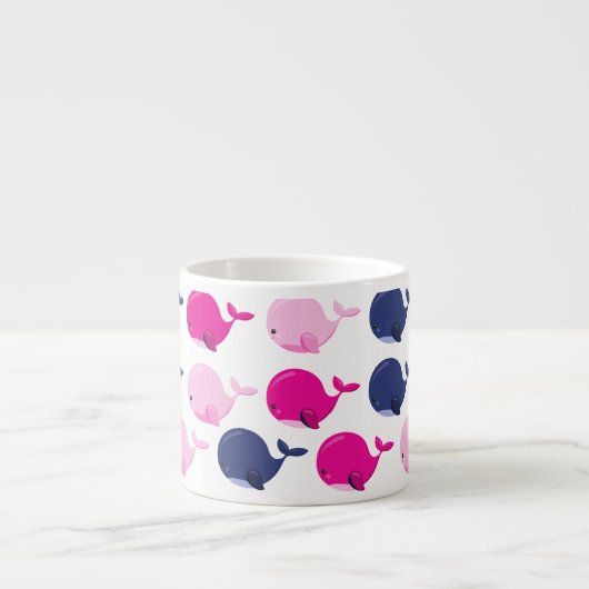かわいいクジラ、クジラの模様、海獣 エスプレッソカップ (正面)
